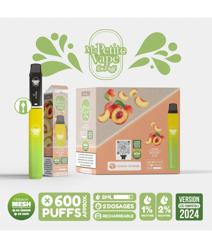 Re Puff Ma Petite Vape 600 Pêche Ice Re Puff Ma Petite Vape 600 Pêche Ice